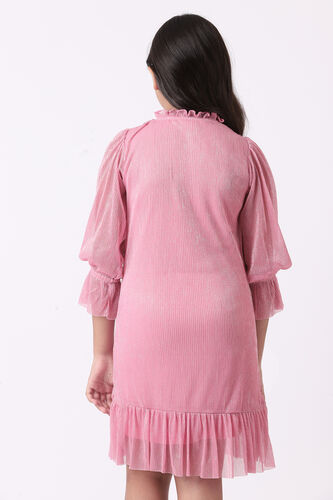 Light Pink Solid Flared Dress, Light Pink, image 4